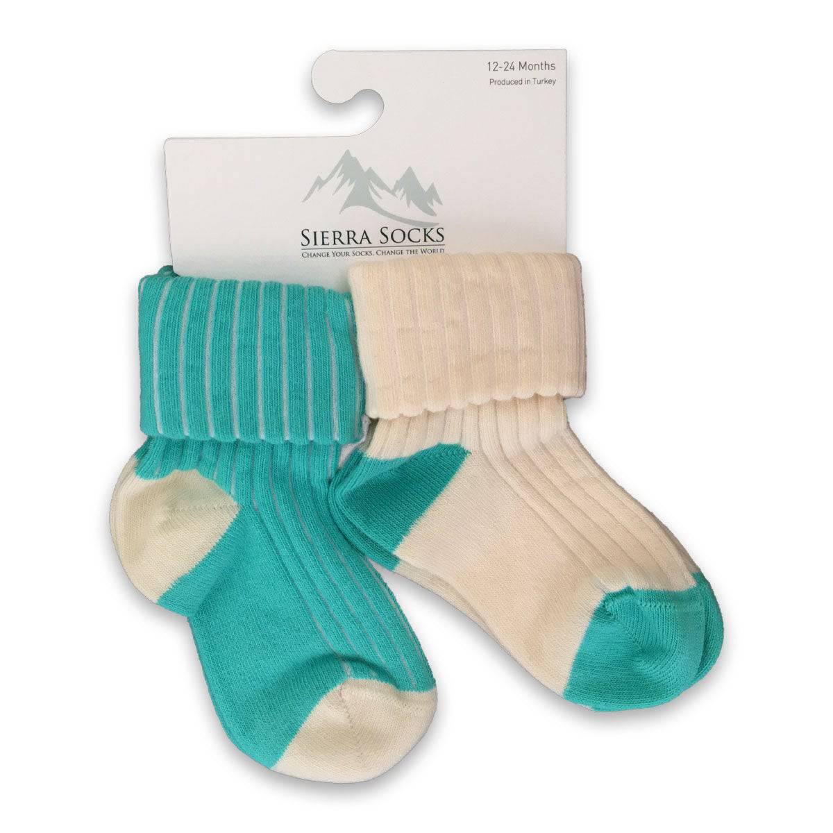 Toddler's Socks in Combed Cotton Ribbed Turn Cuff 2 - Pair Packs - Wear Sierra