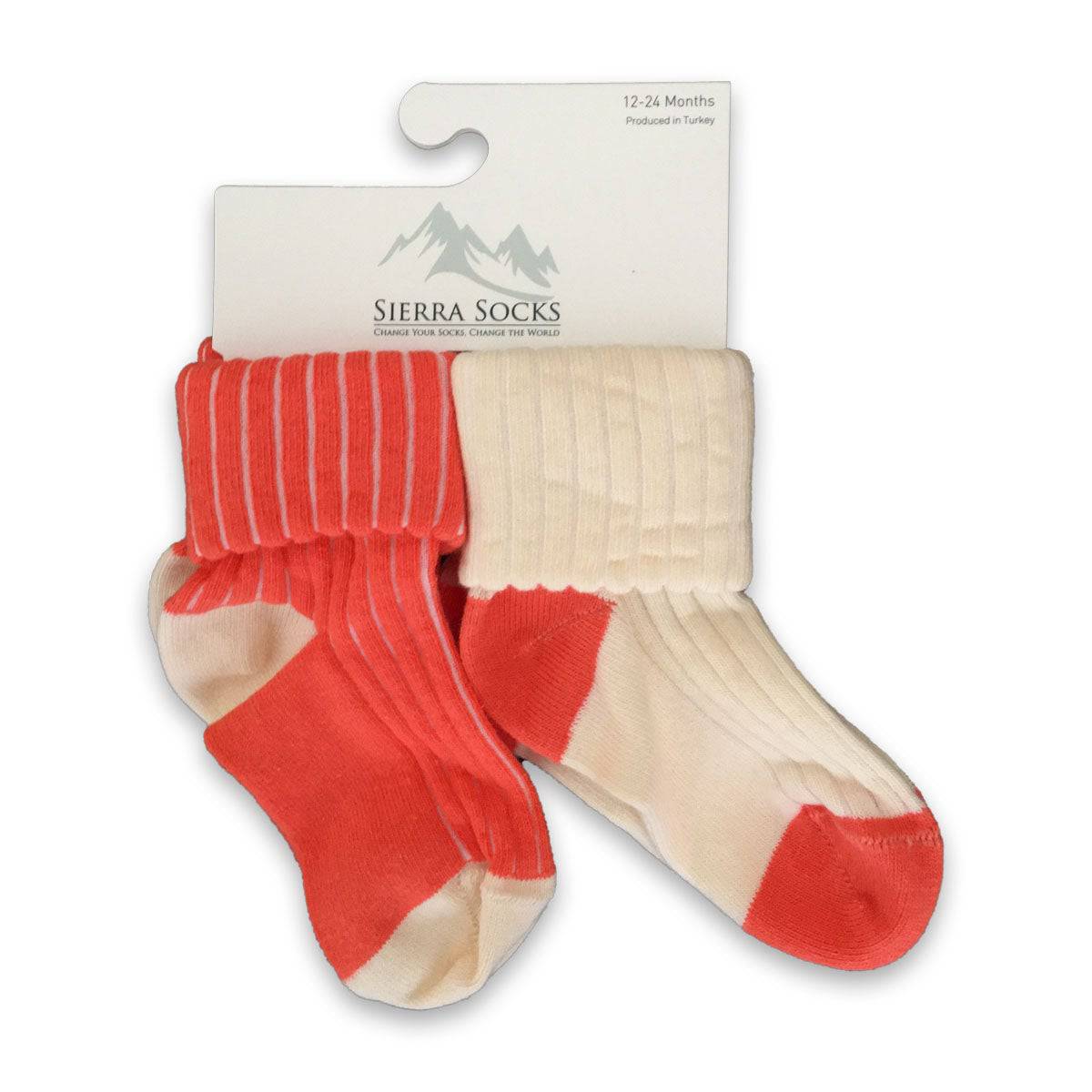 Toddler's Socks in Combed Cotton Ribbed Turn Cuff 2 - Pair Packs - Wear Sierra