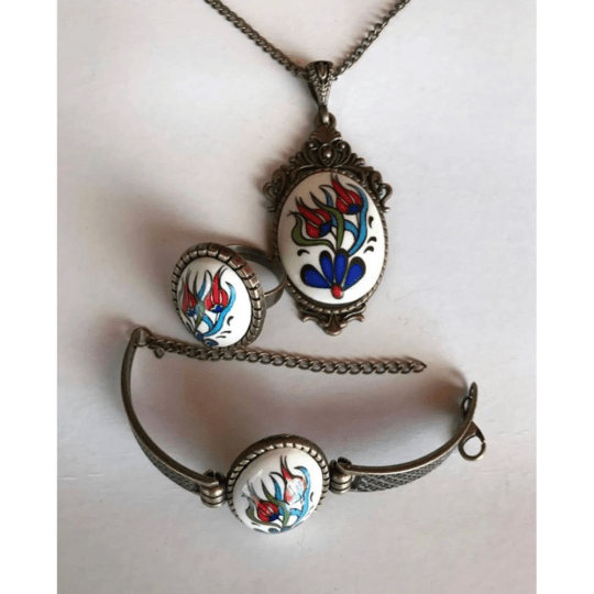 Turkish Made Floral Theme Bracelets - Jewelry Set - Bracelets for Women & Girls - Wear Sierra