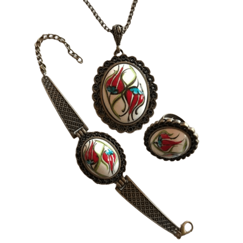 Turkish Made Floral Theme Bracelets - Jewelry Set - Bracelets for Women & Girls - Wear Sierra