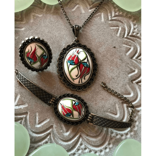 Turkish Made Floral Theme Bracelets - Jewelry Set - Bracelets for Women & Girls - Wear Sierra