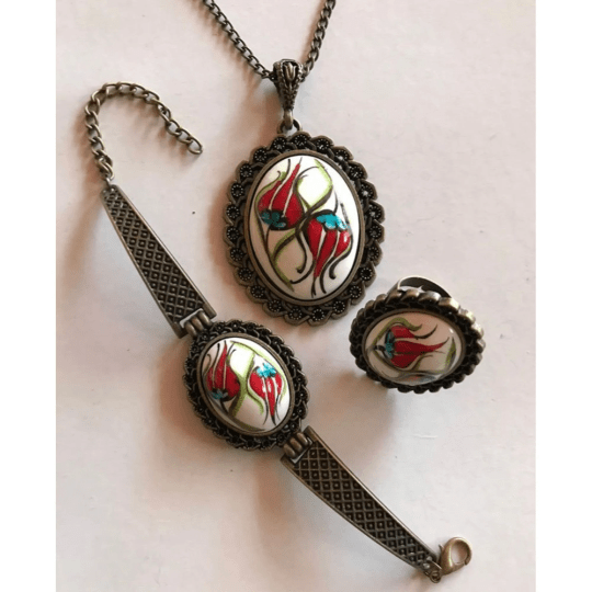 Turkish Made Floral Theme Bracelets - Jewelry Set - Bracelets for Women & Girls - Wear Sierra