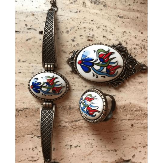 Turkish Made Floral Theme Bracelets - Jewelry Set - Bracelets for Women & Girls - Wear Sierra