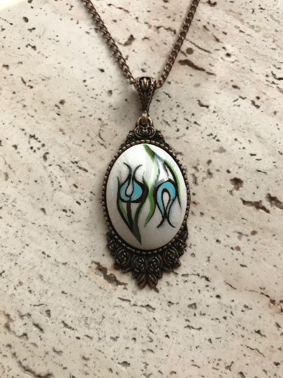 Turkish Made Hand Crafted Floral Theme Pendant - Unique Hand Painted Jewelry - Wear Sierra