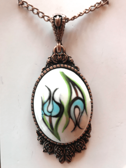 Turkish Made Hand Crafted Floral Theme Pendant - Unique Hand Painted Jewelry - Wear Sierra