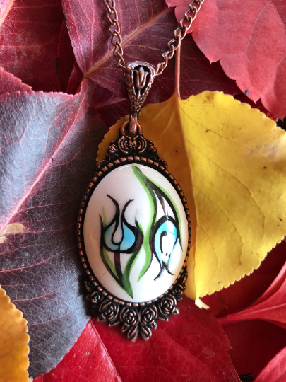 Turkish Made Hand Crafted Floral Theme Pendant - Unique Hand Painted Jewelry - Wear Sierra