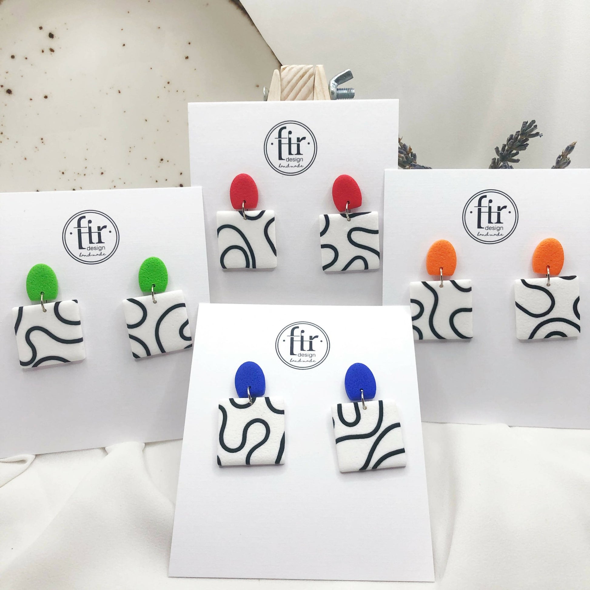 Waves Handmade Polymer Clay Earrings - Colorful Clay Earring Accessories - Wear Sierra