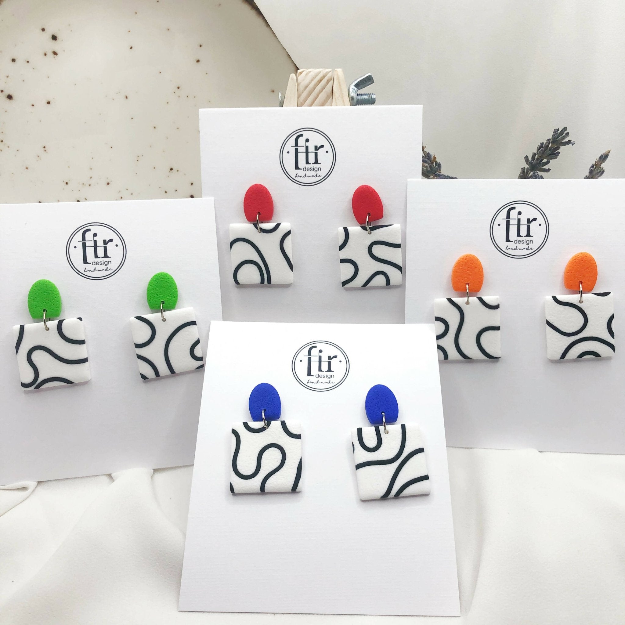 Waves Handmade Polymer Clay Earrings - Colorful Clay Earring Accessories - Wear Sierra