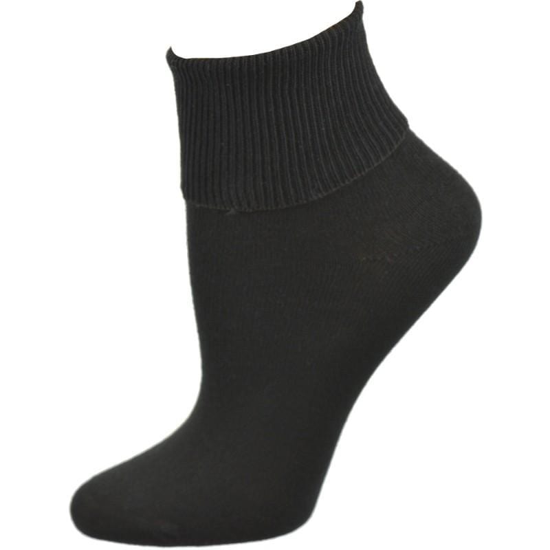 Women's 100% Combed Cotton Ankle Turn Cuff 3 Pair Pack - Loose Fitting Socks, Perfect for Diabetics and Edema - Wear Sierra