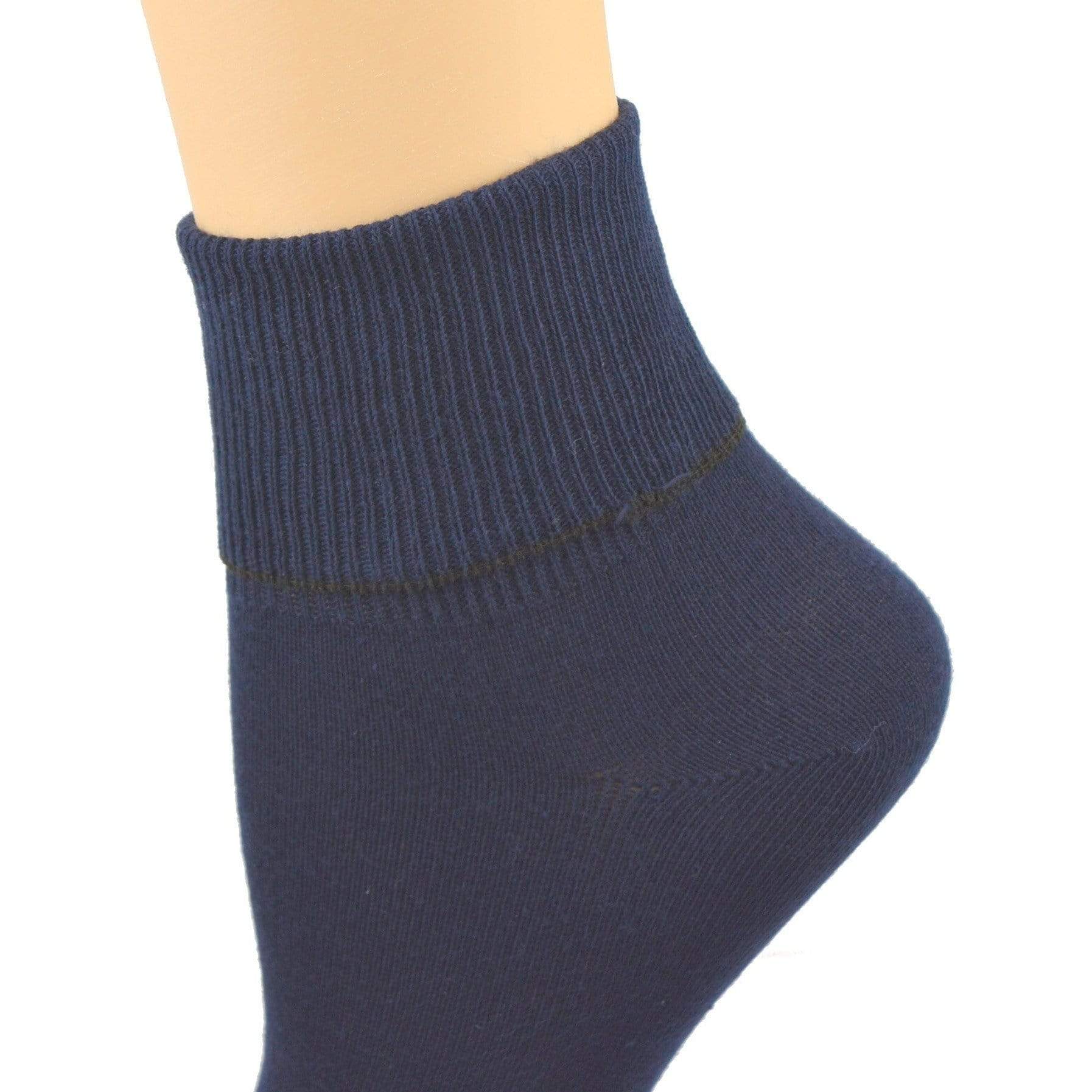 Women's 100% Combed Cotton Ankle Turn Cuff 3 Pair Pack - Loose Fitting Socks, Perfect for Diabetics and Edema - Wear Sierra