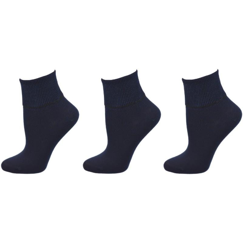 Women's 100% Combed Cotton Ankle Turn Cuff 3 Pair Pack - Loose Fitting Socks, Perfect for Diabetics and Edema - Wear Sierra