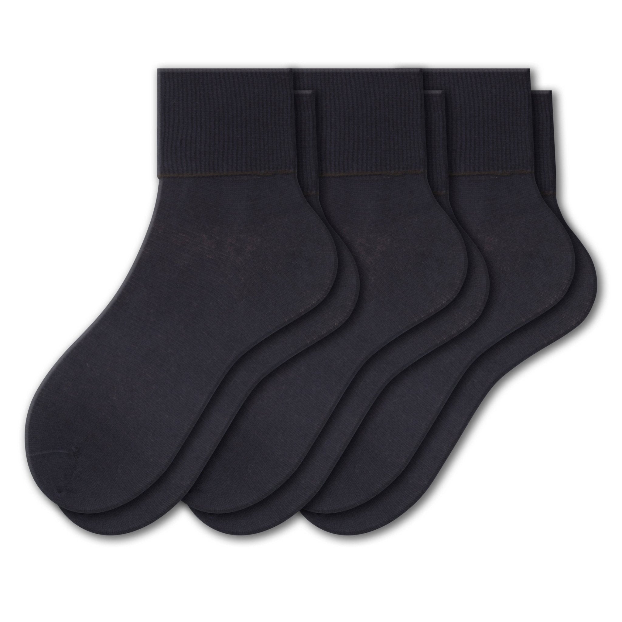 Women's 100% Combed Cotton Ankle Turn Cuff 3 Pair Pack - Loose Fitting Socks, Perfect for Diabetics and Edema - Wear Sierra