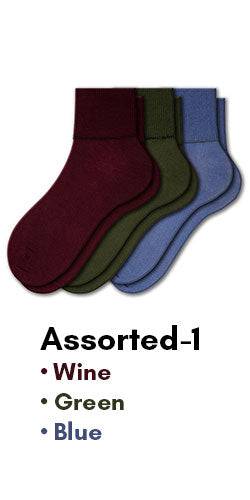 Women's 100% Combed Cotton Ankle Turn Cuff 3 Pair Pack - Loose Fitting Socks, Perfect for Diabetics and Edema - Wear Sierra