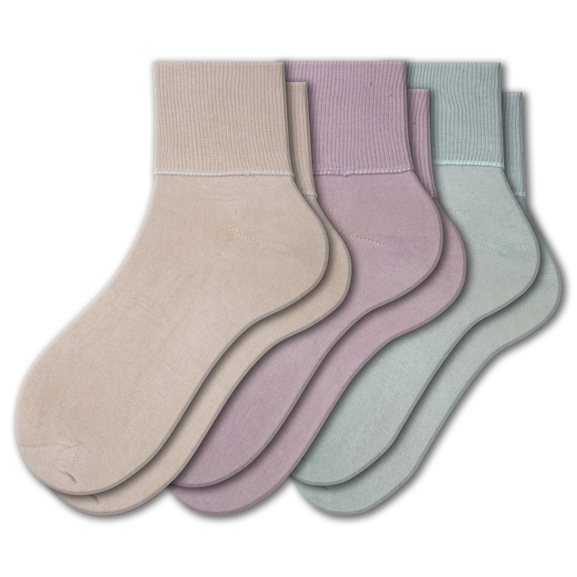 Women's 100% Combed Cotton Ankle Turn Cuff 3 Pair Pack - Loose Fitting Socks, Perfect for Diabetics and Edema - Wear Sierra