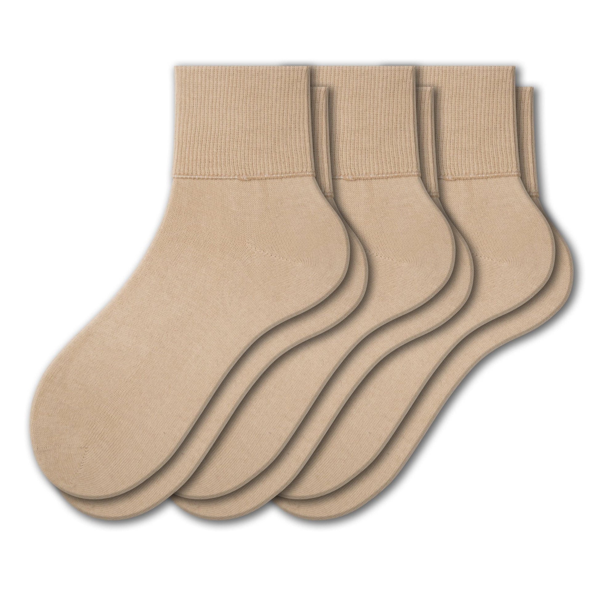 Women's 100% Combed Cotton Ankle Turn Cuff 3 Pair Pack - Loose Fitting Socks, Perfect for Diabetics and Edema - Wear Sierra