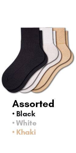 Women's 100% Combed Cotton Ankle Turn Cuff 3 Pair Pack - Loose Fitting Socks, Perfect for Diabetics and Edema - Wear Sierra