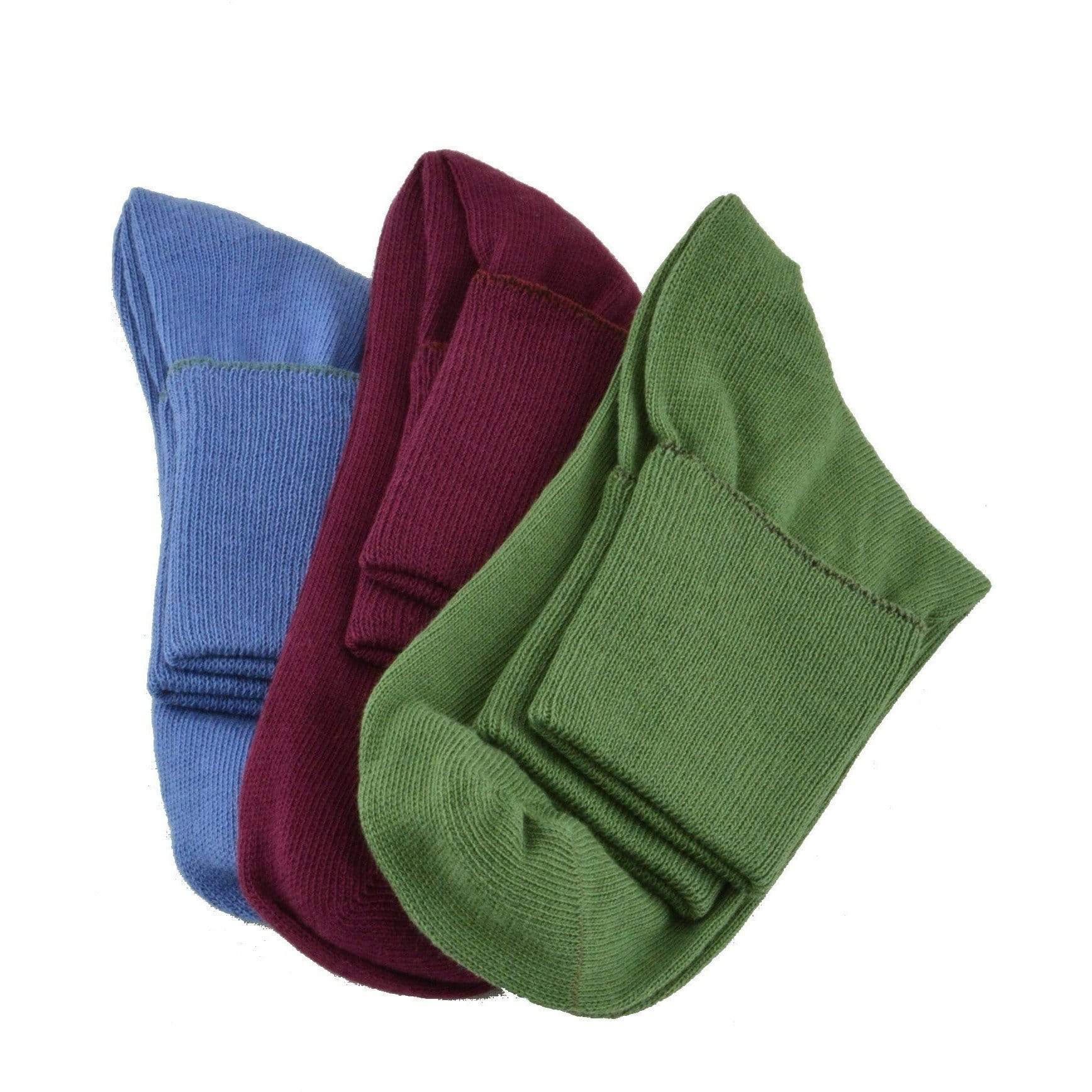 Women's 100% Combed Cotton Ankle Turn Cuff 3 Pair Pack - Loose Fitting Socks, Perfect for Diabetics and Edema - Wear Sierra