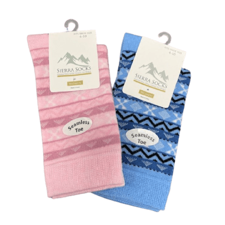 Women's Acrylic Fairisle Style Crew Socks - Available in 2 Pair Packs - Wear Sierra