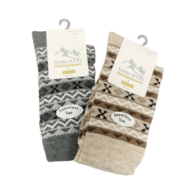Women's Acrylic Fairisle Style Crew Socks - Available in 2 Pair Packs - Wear Sierra