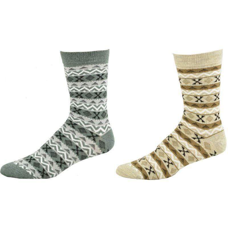 Women's Acrylic Fairisle Style Crew Socks - Available in 2 Pair Packs - Wear Sierra