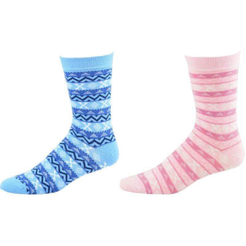 Women's Acrylic Fairisle Style Crew Socks - Available in 2 Pair Packs - Wear Sierra