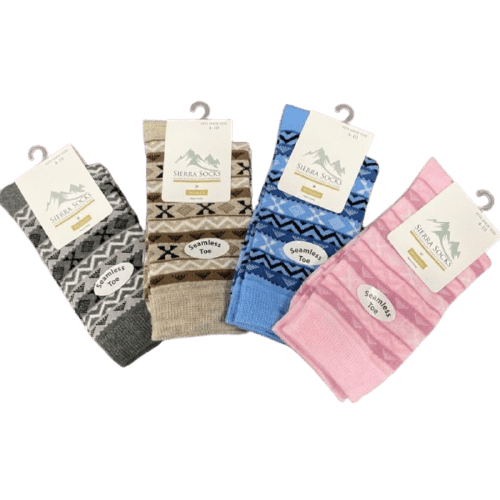 Women's Acrylic Fairisle Style Crew Socks - Available in 2 Pair Packs - Wear Sierra