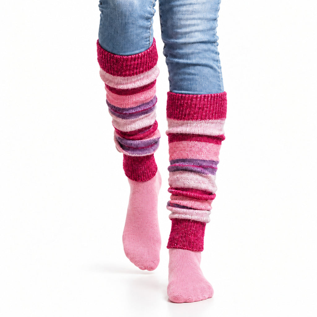 Women's and Girls' Striped Lambs Wool Leg Warmers - Wear Sierra