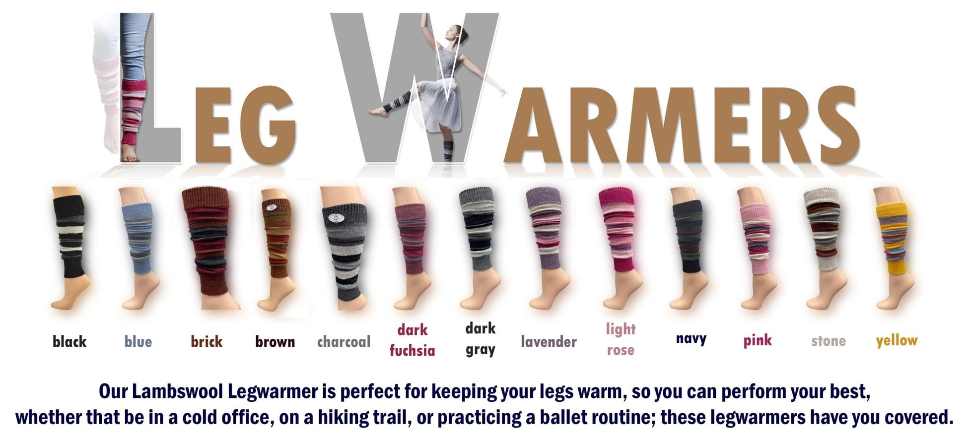 Women's and Girls' Striped Lambs Wool Leg Warmers - Wear Sierra