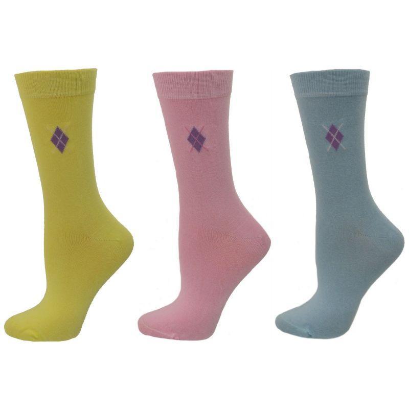 Women's Argyle Pattern Rayon Crew Super Soft Socks - Wear Sierra