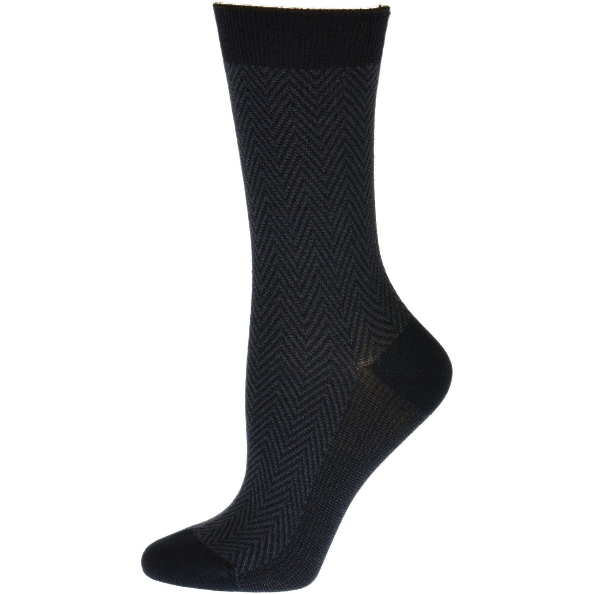 Women's Casual Crew Dress Socks, Silky Viscose Herringbone Dress Socks - Wear Sierra