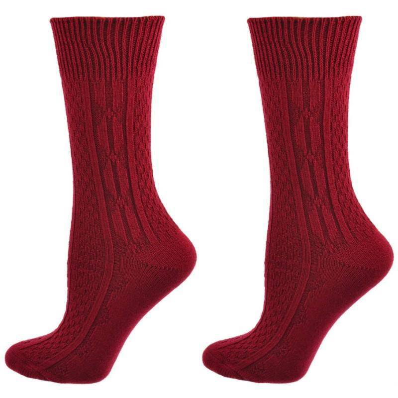 Women's Classic Cable Knit Acrylic Crew Socks 2 Pair Pack - Wear Sierra