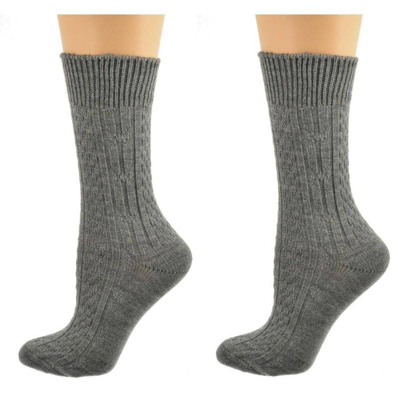 Women's Classic Cable Knit Acrylic Crew Socks 2 Pair Pack - Wear Sierra