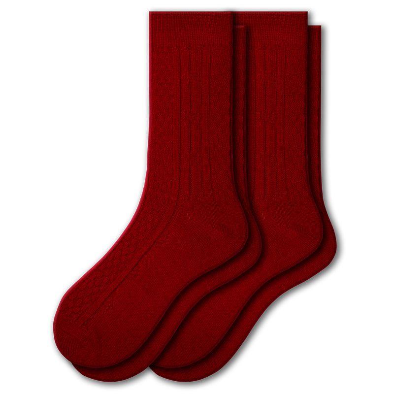 Women's Classic Cable Knit Acrylic Crew Socks 2 Pair Pack - Wear Sierra