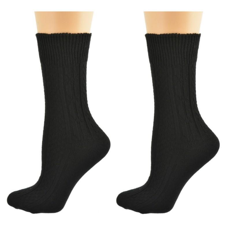 Women's Classic Cable Knit Acrylic Crew Socks 2 Pair Pack - Wear Sierra
