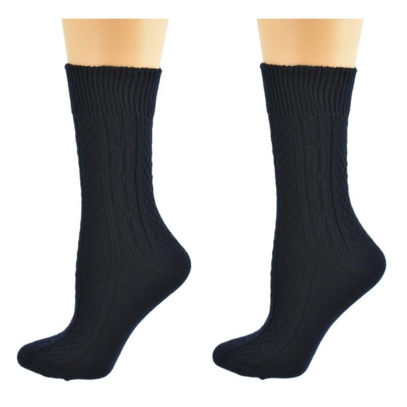 Women's Classic Cable Knit Acrylic Crew Socks 2 Pair Pack - Wear Sierra