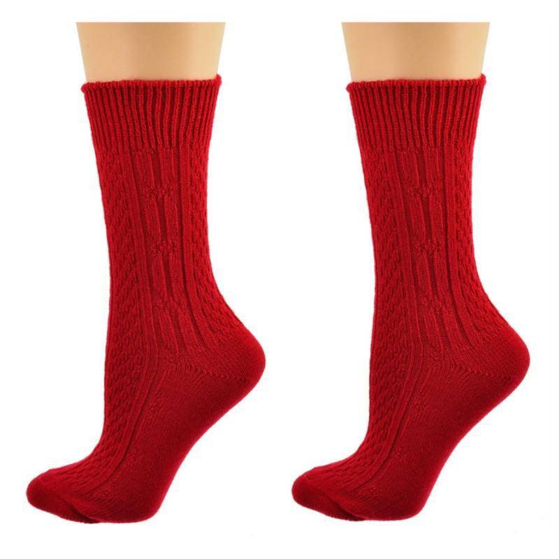 Women's Classic Cable Knit Acrylic Crew Socks 2 Pair Pack - Wear Sierra