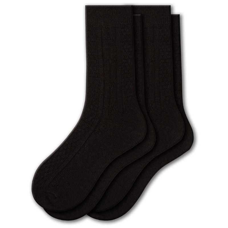 Women's Classic Cable Knit Acrylic Crew Socks 2 Pair Pack - Wear Sierra