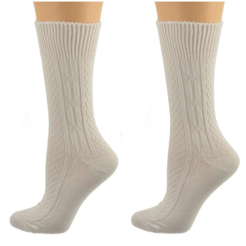 Women's Classic Cable Knit Acrylic Crew Socks 2 Pair Pack - Wear Sierra