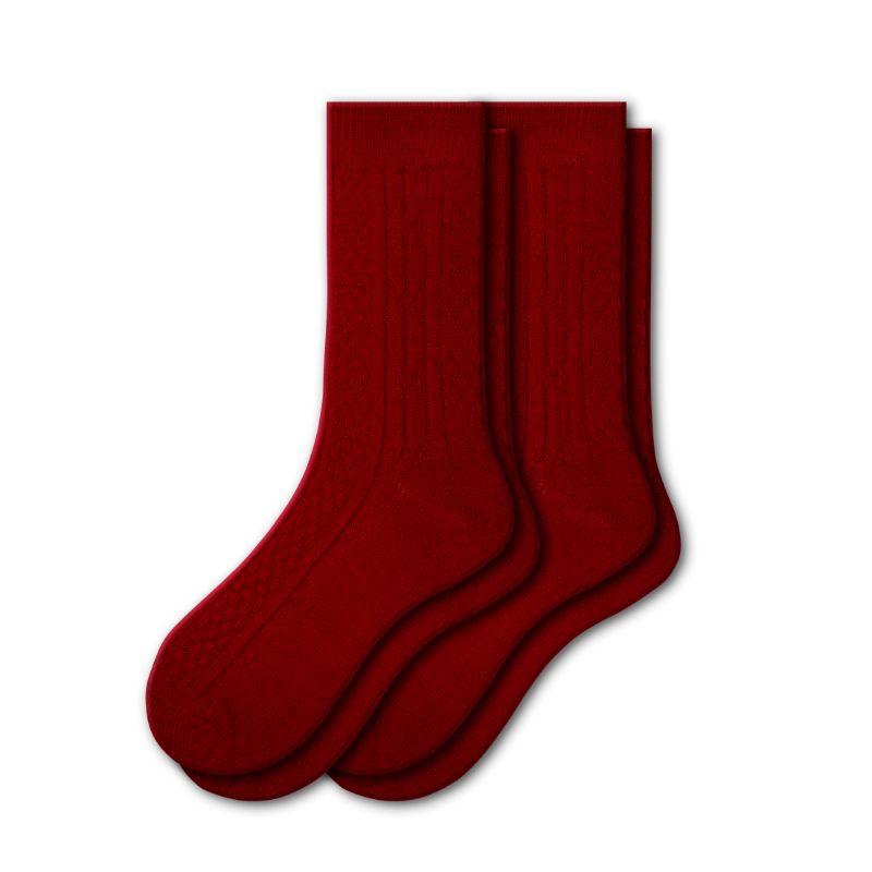 Women's Classic Cable Knit Acrylic Crew Socks 2 Pair Pack - Wear Sierra