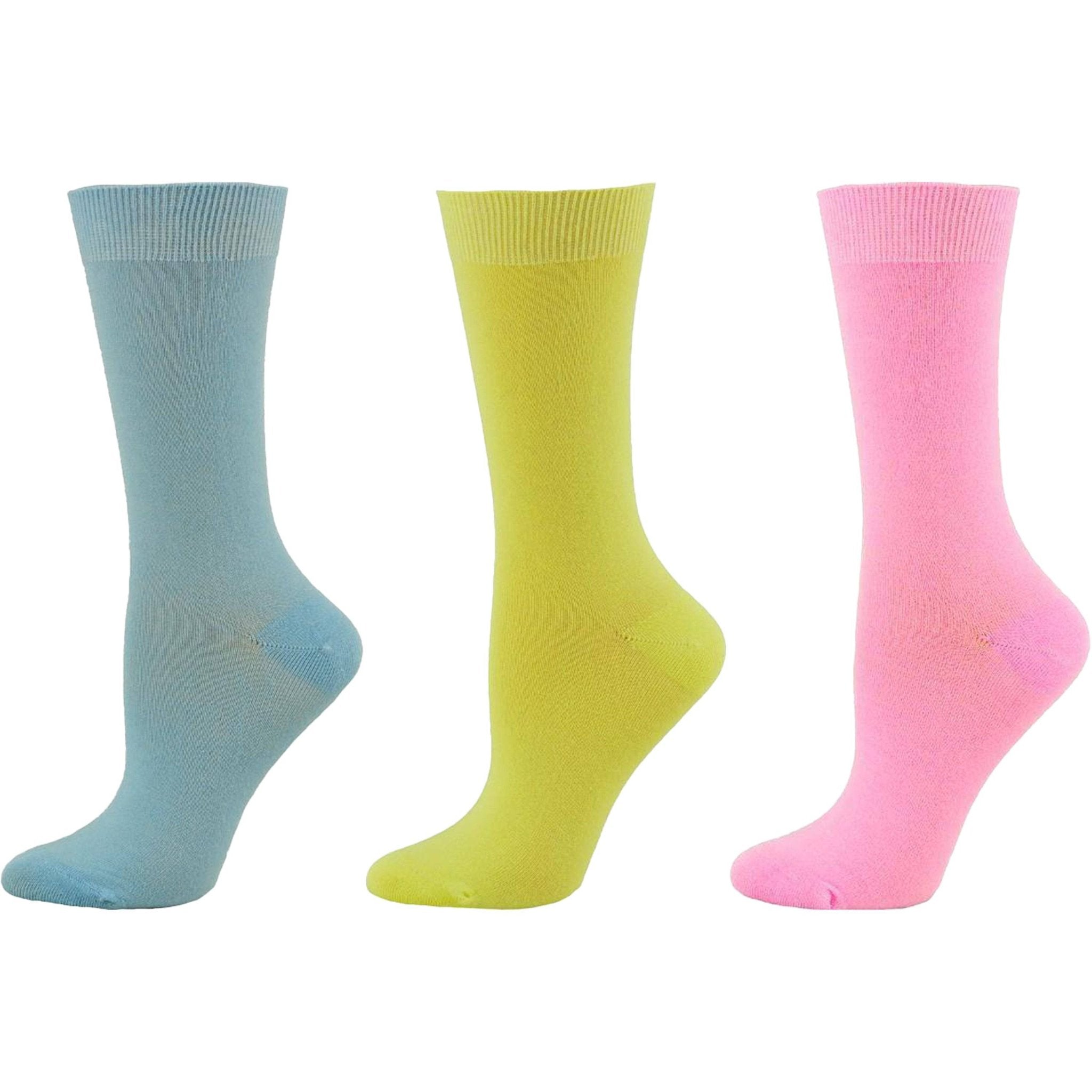 Women's Colorful Silky, Rayon Crew Socks in 3 Pair Packs - Perfect for Spring & Summer - Wear Sierra