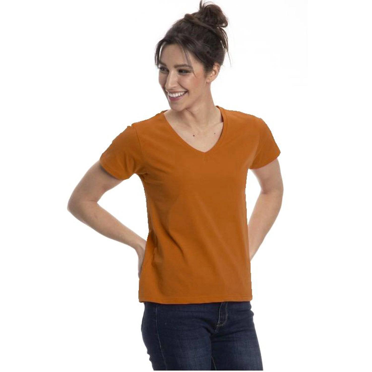 Women's Colorful V-Neck Short Sleeve Turkish Cotton T-Shirts - Wear Sierra