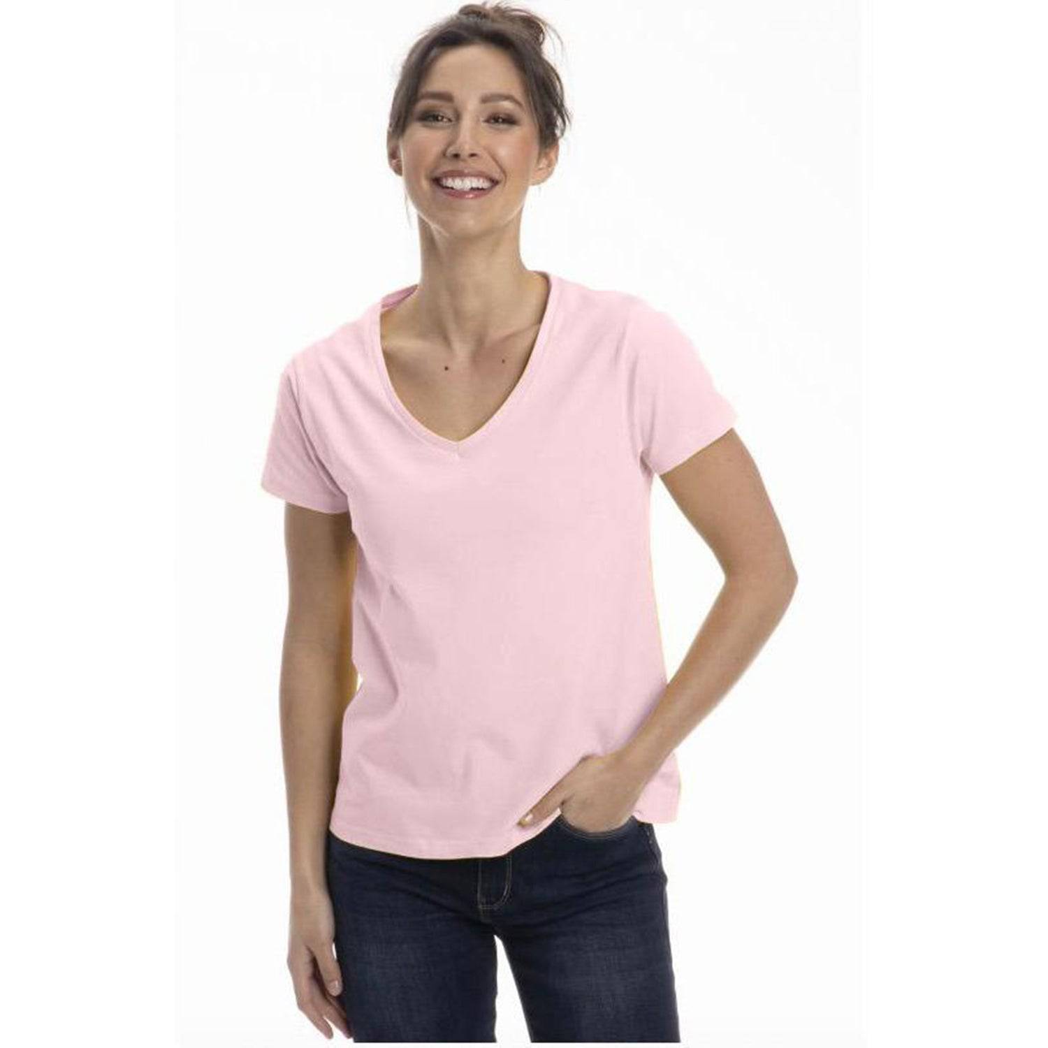 Women's Colorful V-Neck Short Sleeve Turkish Cotton T-Shirts - Wear Sierra