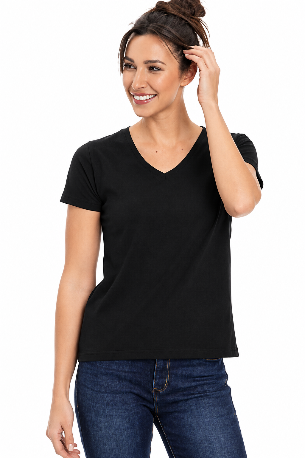 Women's Colorful V-Neck Short Sleeve Turkish Cotton T-Shirts - Wear Sierra