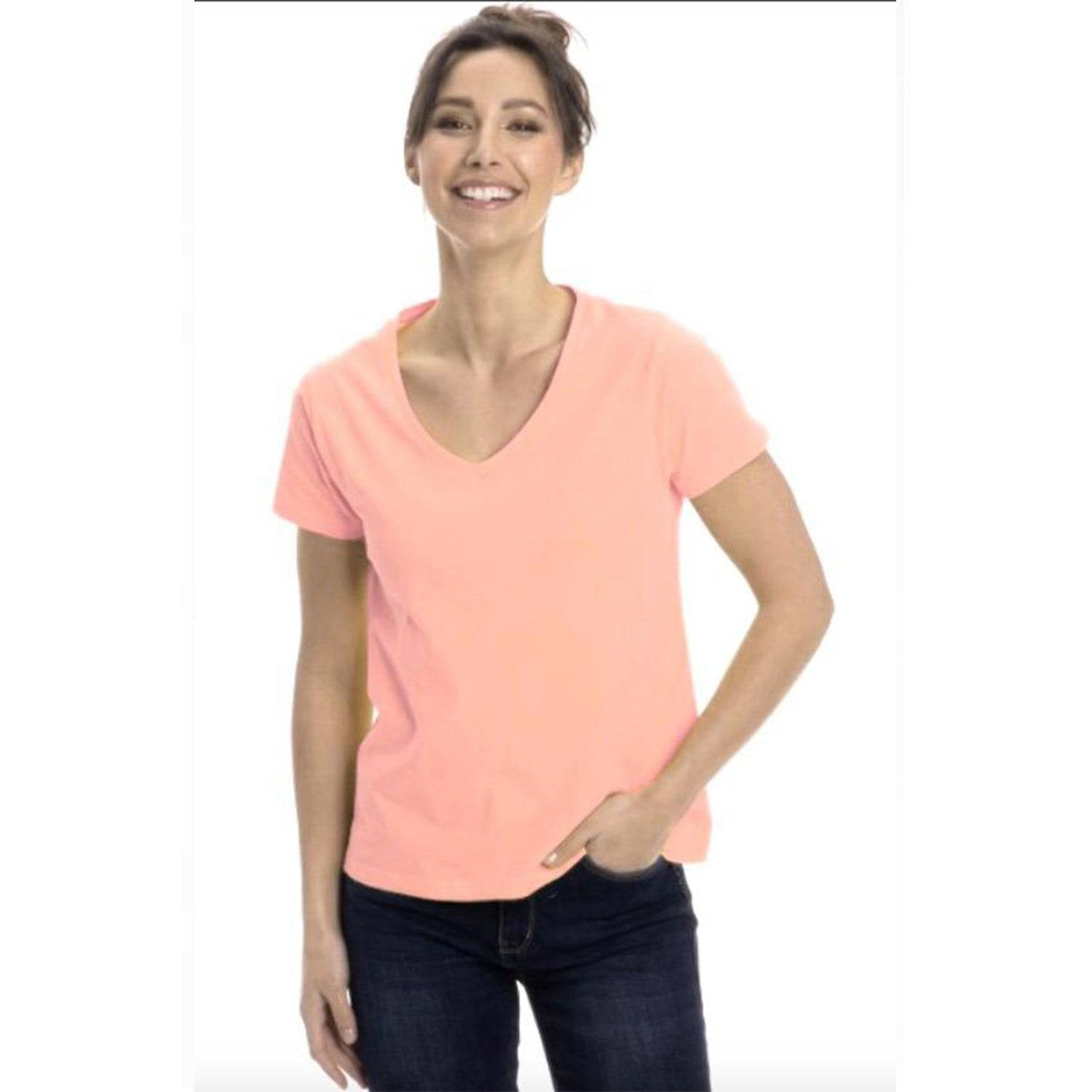 Women's Colorful V-Neck Short Sleeve Turkish Cotton T-Shirts - Wear Sierra