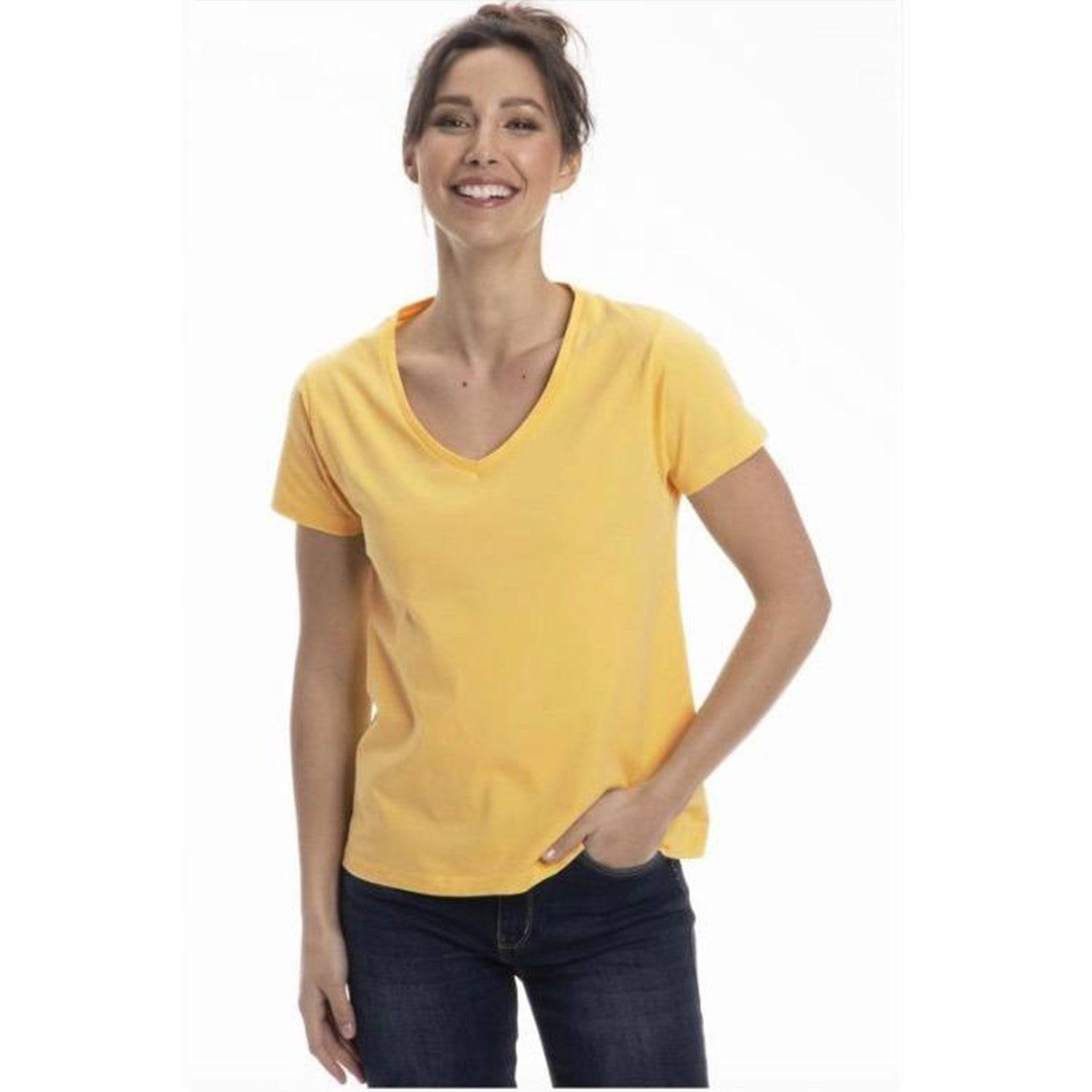 Women's Colorful V-Neck Short Sleeve Turkish Cotton T-Shirts - Wear Sierra