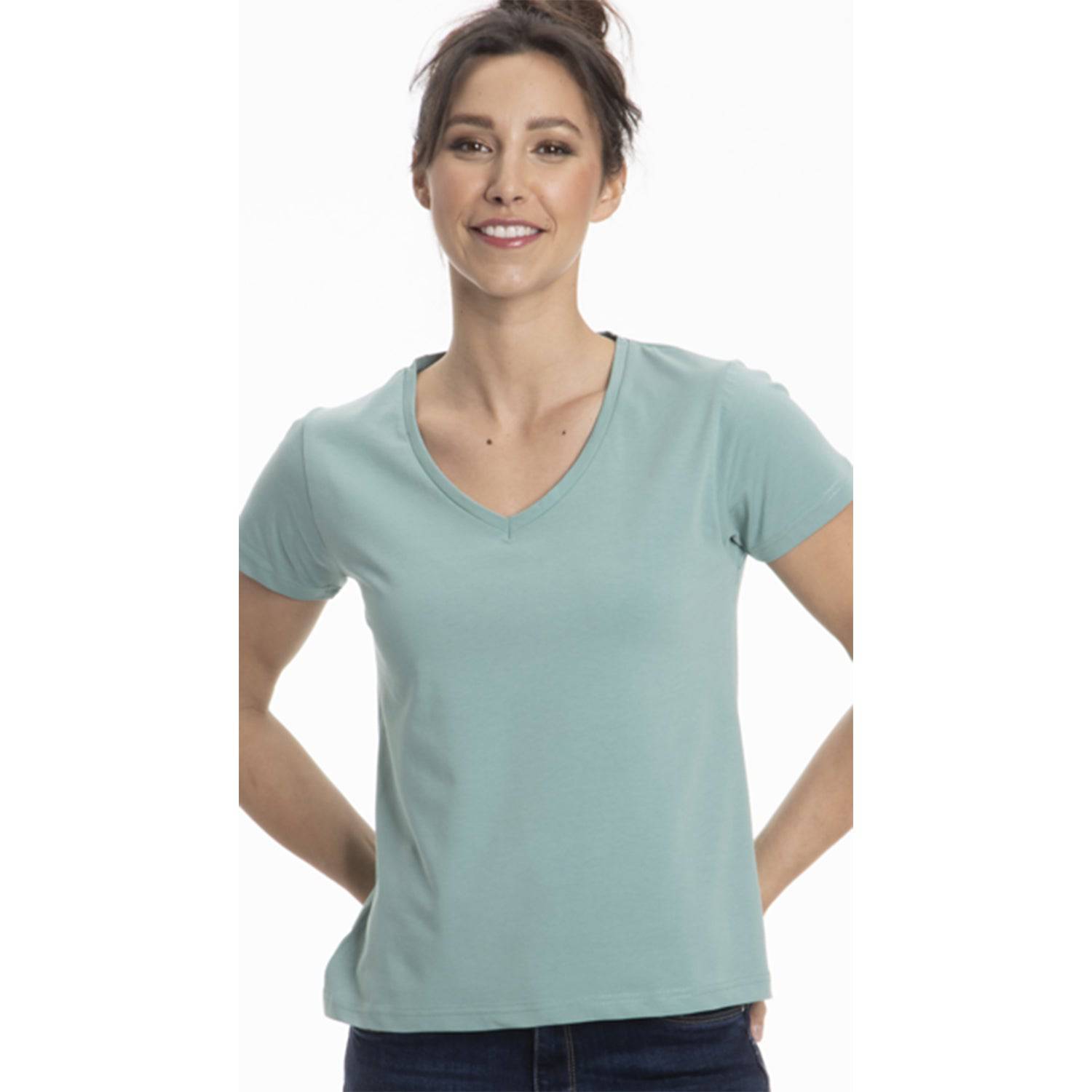 Women's Colorful V-Neck Short Sleeve Turkish Cotton T-Shirts - Wear Sierra