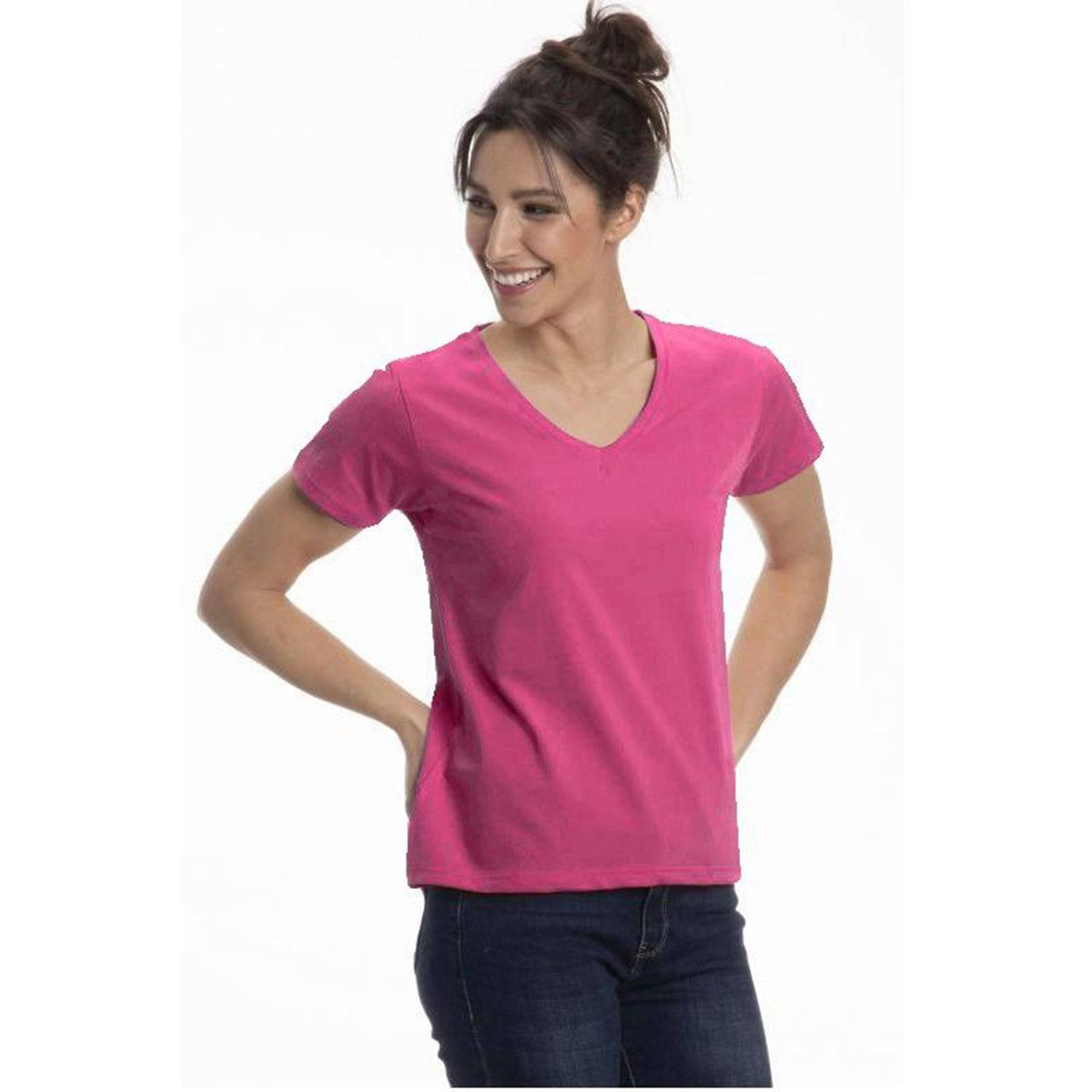 Women's Colorful V-Neck Short Sleeve Turkish Cotton T-Shirts - Wear Sierra