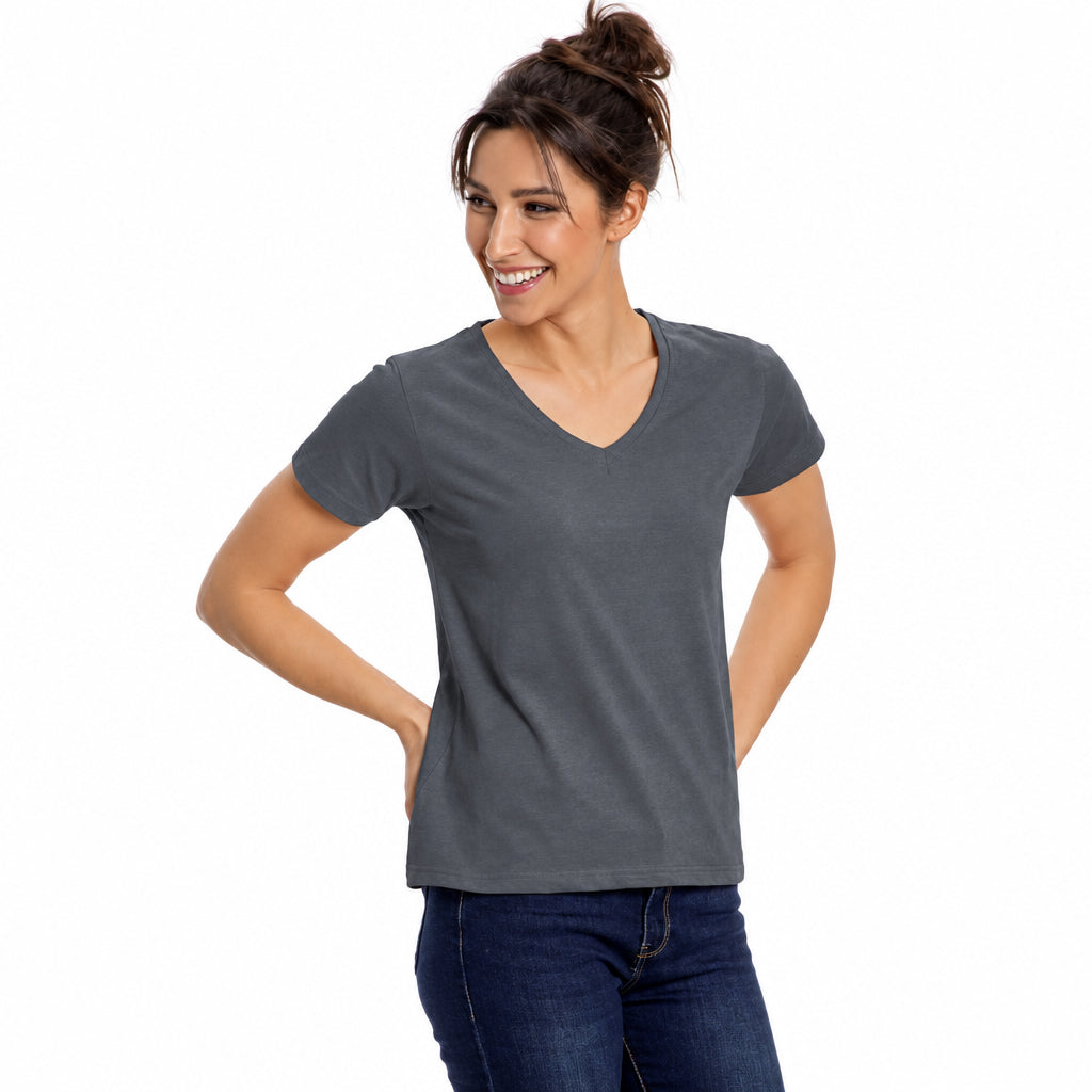 Women's Colorful V-Neck Short Sleeve Turkish Cotton T-Shirts - Wear Sierra