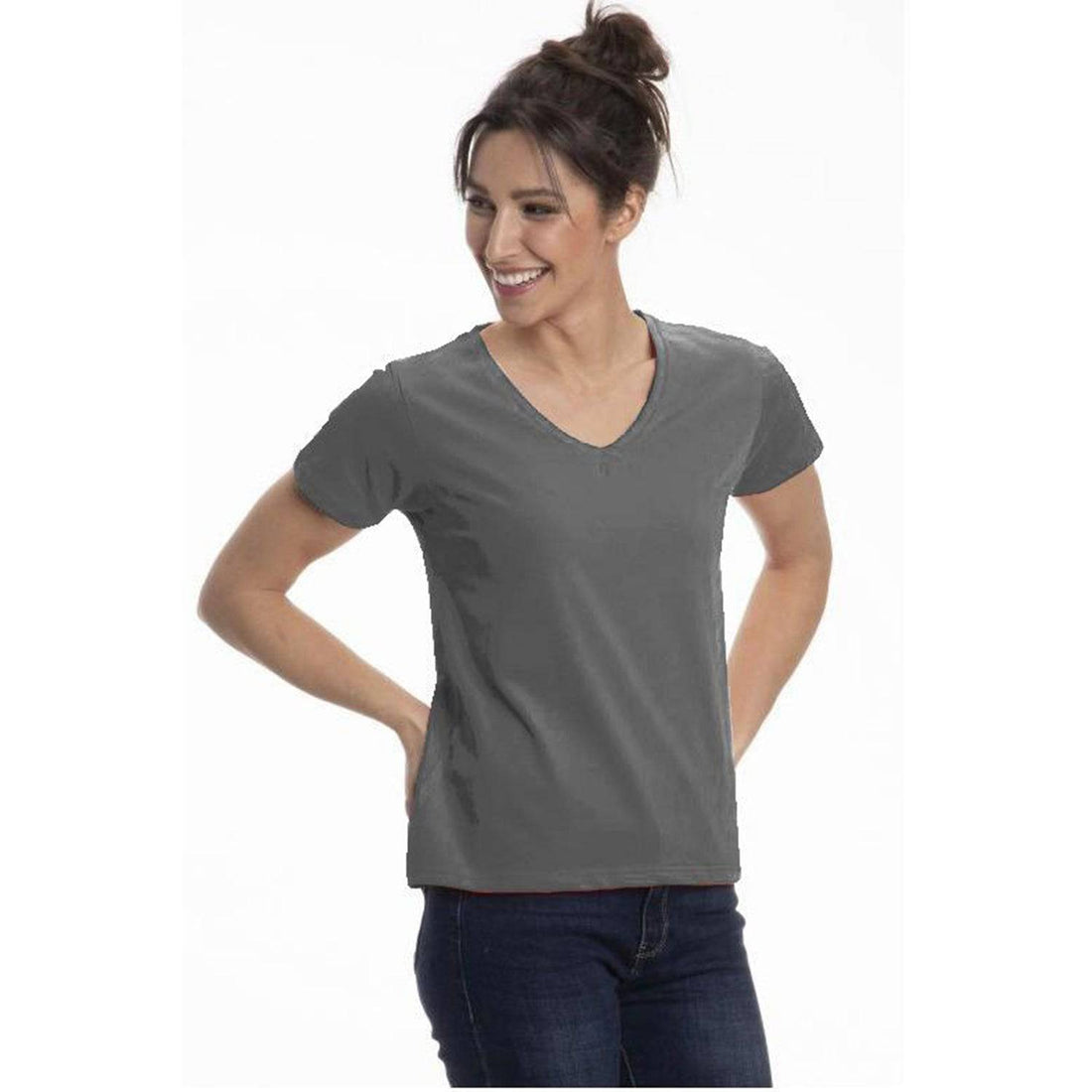 Women's Colorful V-Neck Short Sleeve Turkish Cotton T-Shirts - Wear Sierra