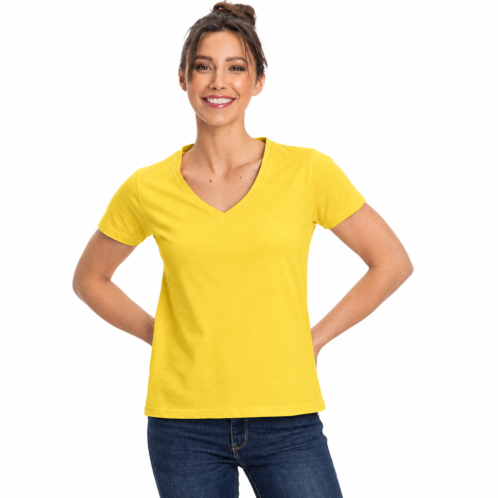 Women's Colorful V-Neck Short Sleeve Turkish Cotton T-Shirts - Wear Sierra